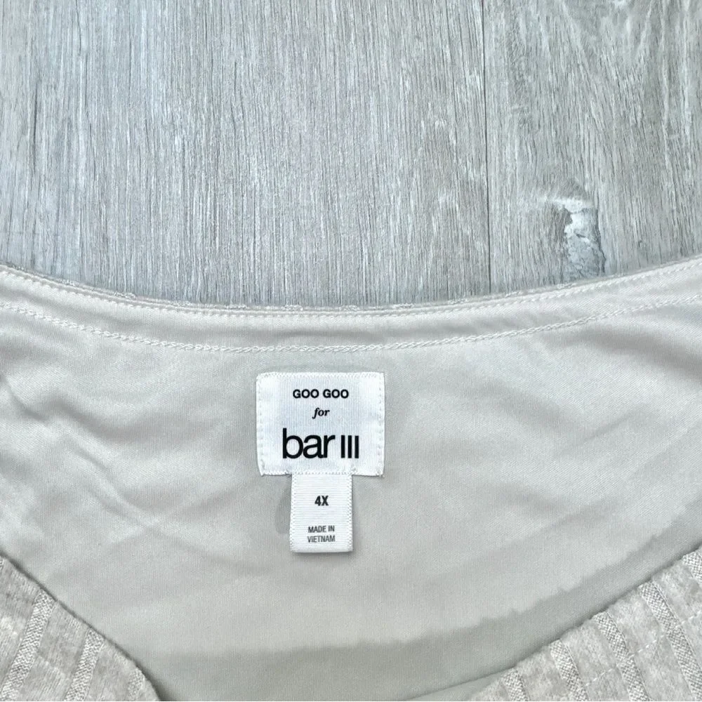 Bar III Women's Plus Size White Off the Shoulder Long Sleeve Sweater Dress 4X - Picture 5 of 7